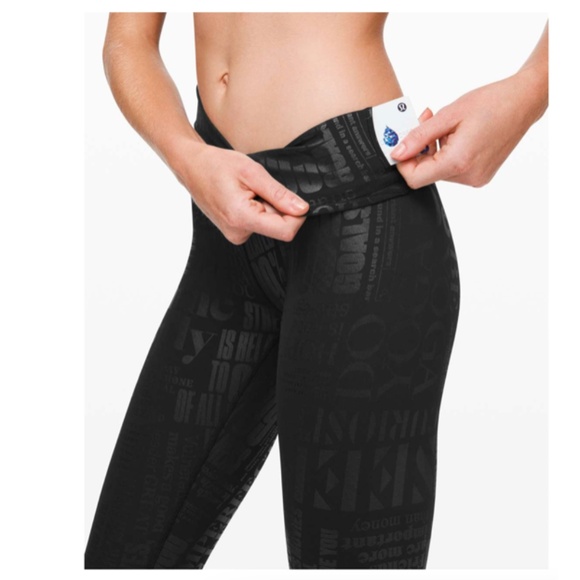 LULULEMON Wunder Under HR Crop 23" Manifesto Foil Black Size 4 - Picture 2 of 13